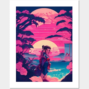 Synthwave japanese princess Posters and Art